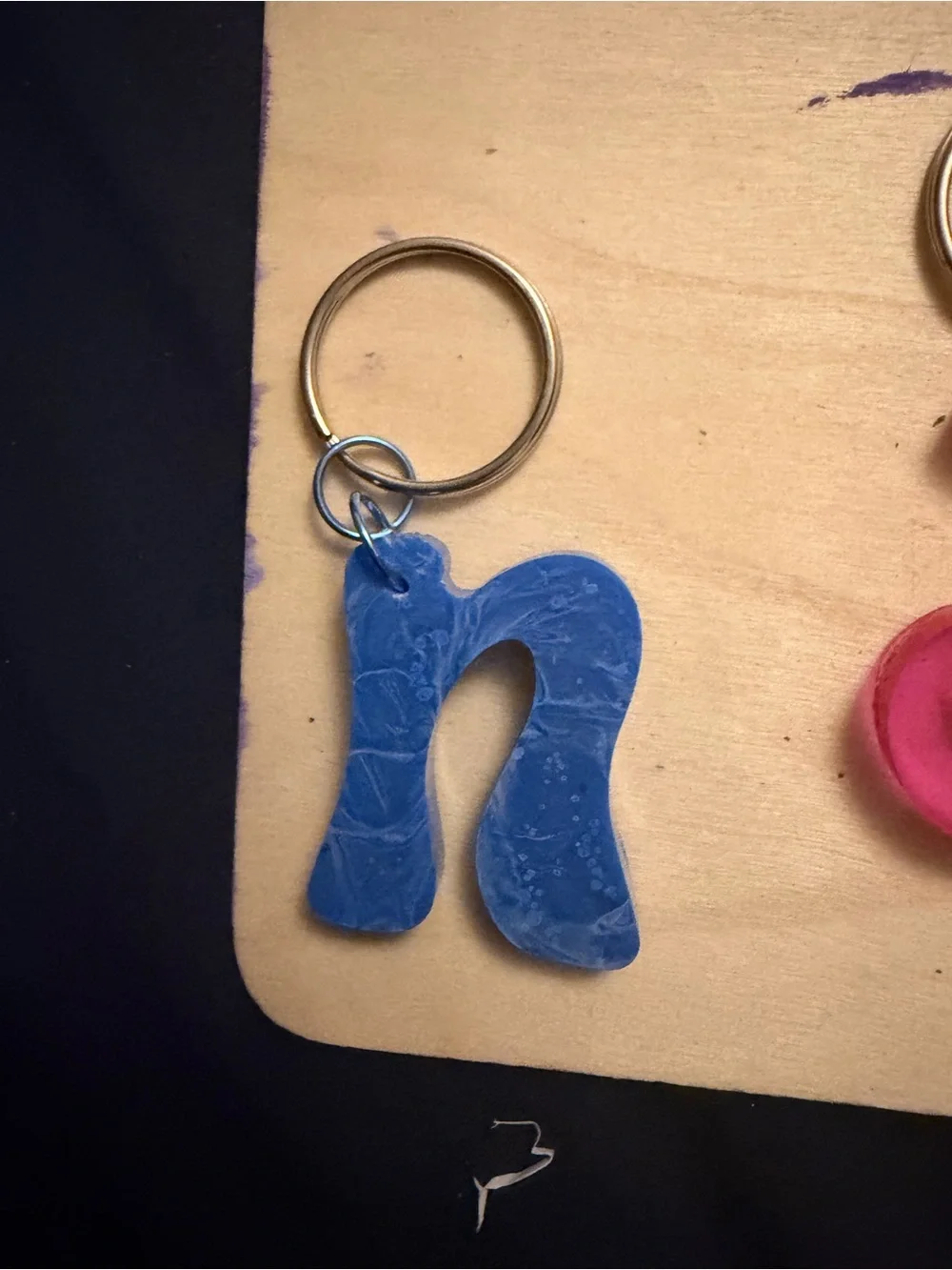 Handmade Blue 'n' Letter Keychain